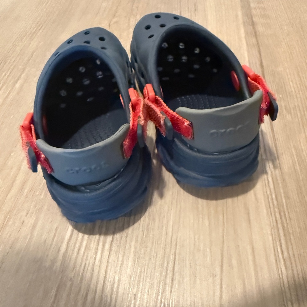 CROCS Blue and Red Water Shoes with Rotating Heel Straps